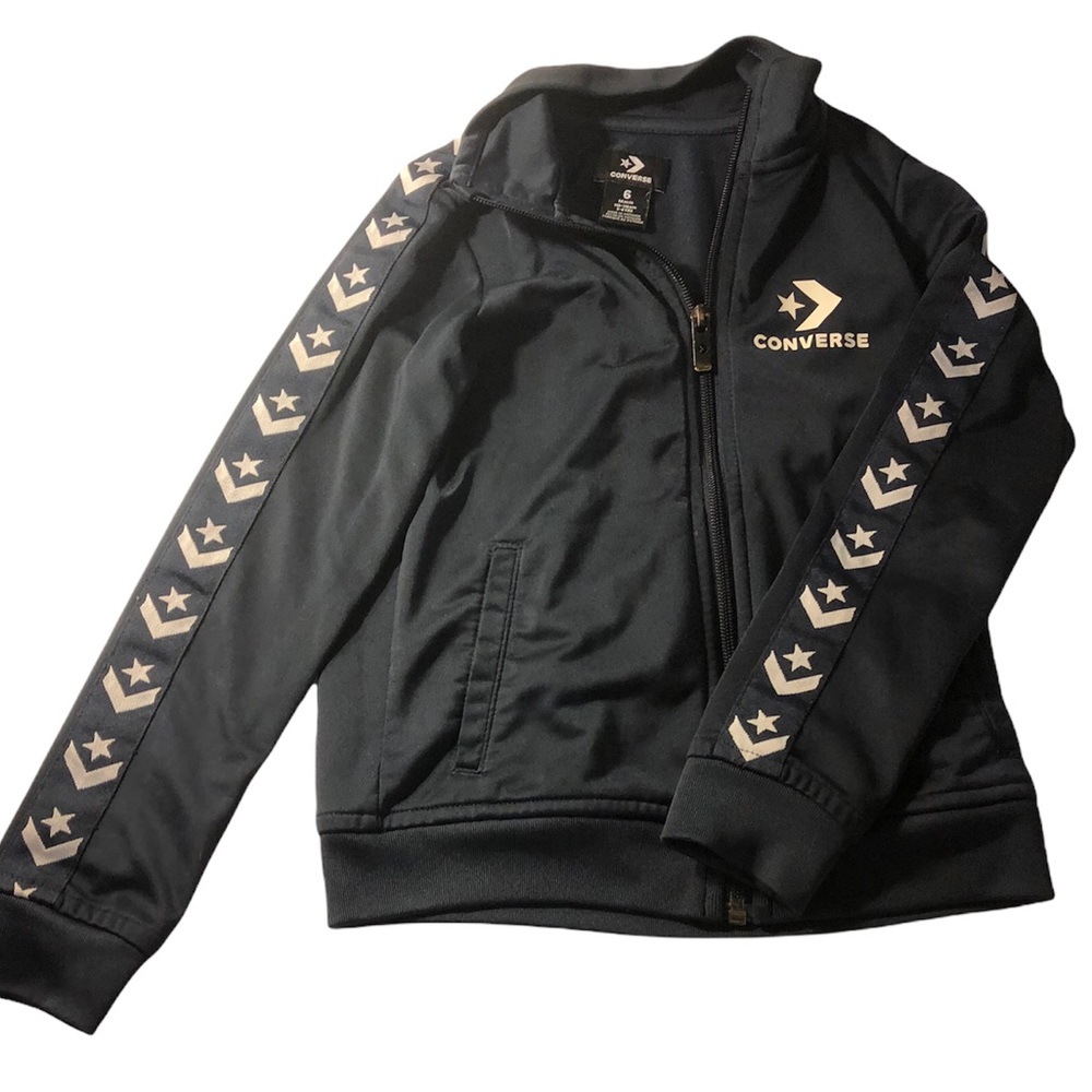 Boys 5-6 Converse Star Chevron Navy Zip Track Jacket, soft lining